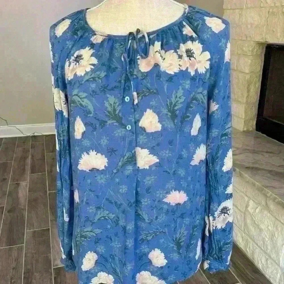 Lucky Brand Sky Blue Floral Blouse - Medium - Picture 3 of 11